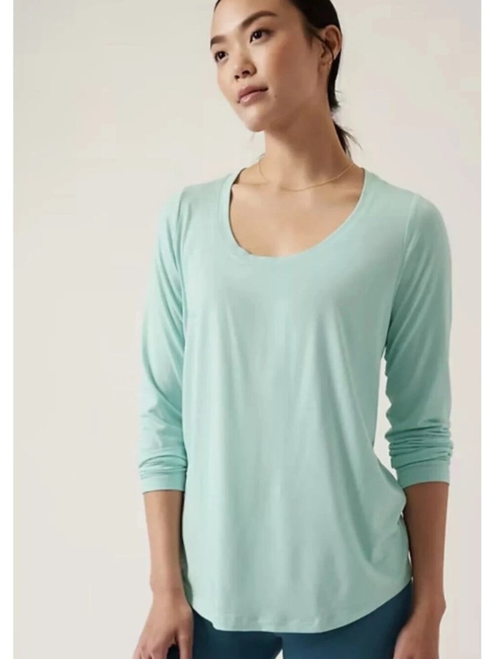 NEW Stratus ii Top Long-Sleeve Scoop-Neck Blue Relaxed-Fit Loungewear 3X